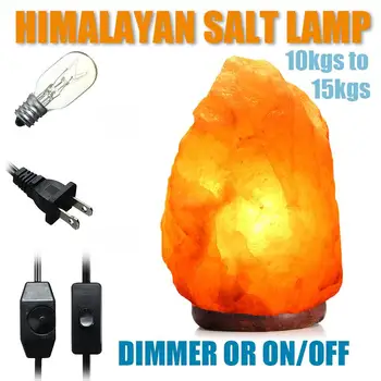 

Natural Himalayan Ionic Air Purifier Rock Crystal Salt Lamp Table Night Light 40 X 20CM Button / Dimmer Switch With Wooden Base