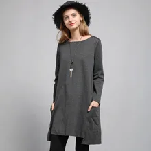 Осень, Европейский и американский стиль, Новое Стильное платье с длинными рукавами, большой размер мм, необычное однотонное платье свободного кроя для похудения