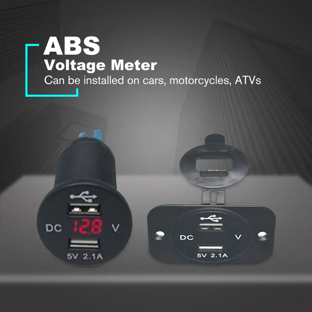 Мотоцикл лодка автомобиль 2 USB штекер конвертер Вольтметр для автомобиля Мотоцикл Прямая поставка DC12V-24V до 5 В/2.1A измеритель напряжения