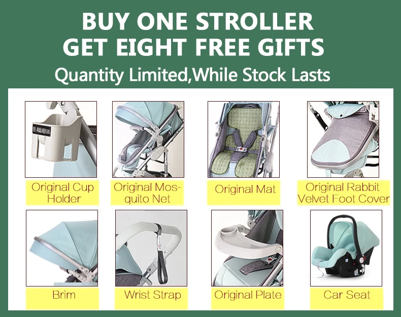 High Landscape   Luxury Infant  3 in 1 stroller Baby Stroller  Carriage Basket Four Wheels Stroller Baby Safe Seat