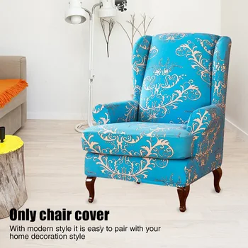 

Protective Cover Modern Removable Elastic Decorative Soft Leaves Printed Back Armchair Accessories Wingback Wing Chair Slipcover