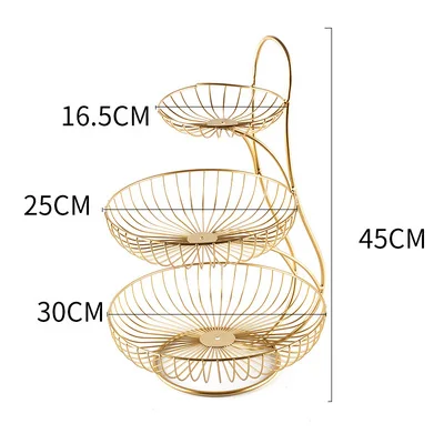 Европейский трехслойный стеллаж для фруктовых тарелок, Современная креативная Высококачественная многослойная фруктовая маленькая тонкая двухслойная корзина для фруктов - Цвет: 3layer gold