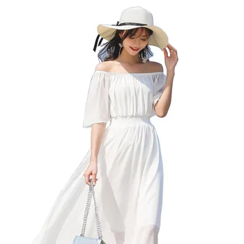 

2019 New Chinese style women dresses fresh white color