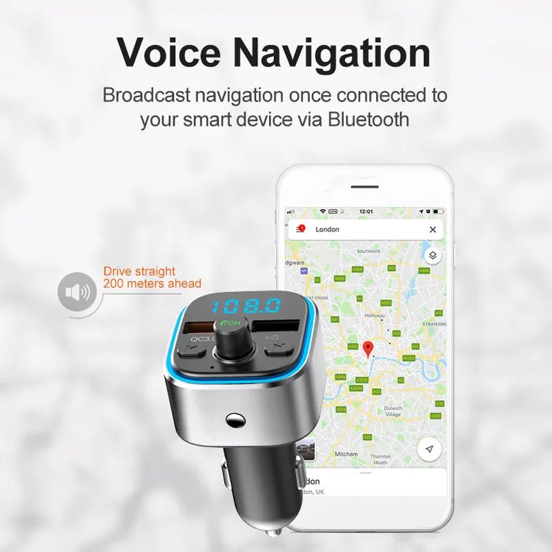 JaJaBor fm-передатчик Bluetooth 5,0 гарнитура Bluetooth автомобильный комплект стерео A2DP музыкальный плеер Поддержка SD карты U диск воспроизведения
