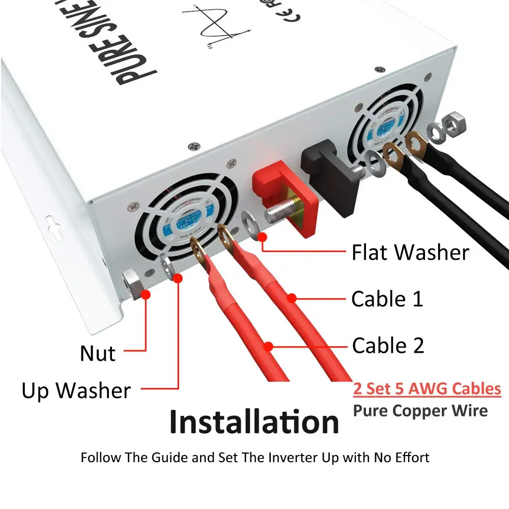 순수 사인파 태양광 인버터, 자동차 전원 인버터 변압기, 3000W, 24V, 220V, 12V, 36V, 48V DC에서 120V, 230V, 240V AC 원격 제어