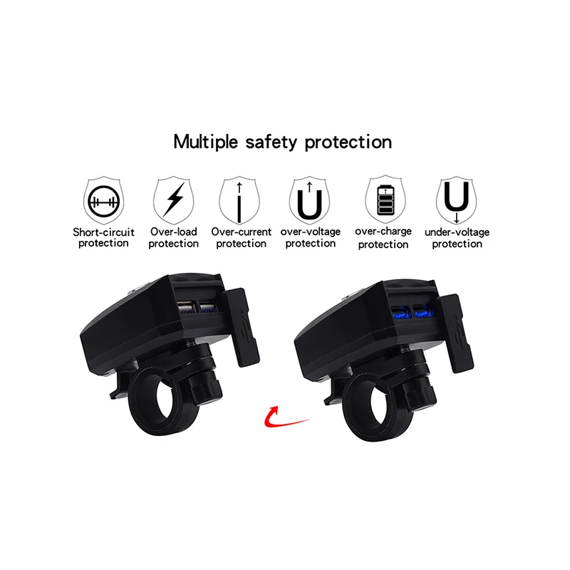 Зарядное устройство для мотоцикла 2.1A Dual USB зарядное устройство для мобильного телефона 12 в 24 В переключатель F Зарядка для электрического транспортного средства для iPhone смартфон