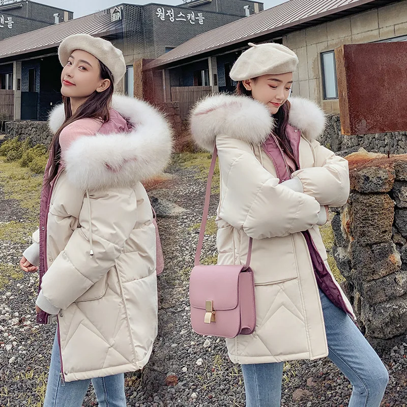 

Cotton-padded Jacket 2019 New Style down Jacket Cotton-padded Clothes Mid-length down Coat Cotton-padded Clothes Korean-style Lo