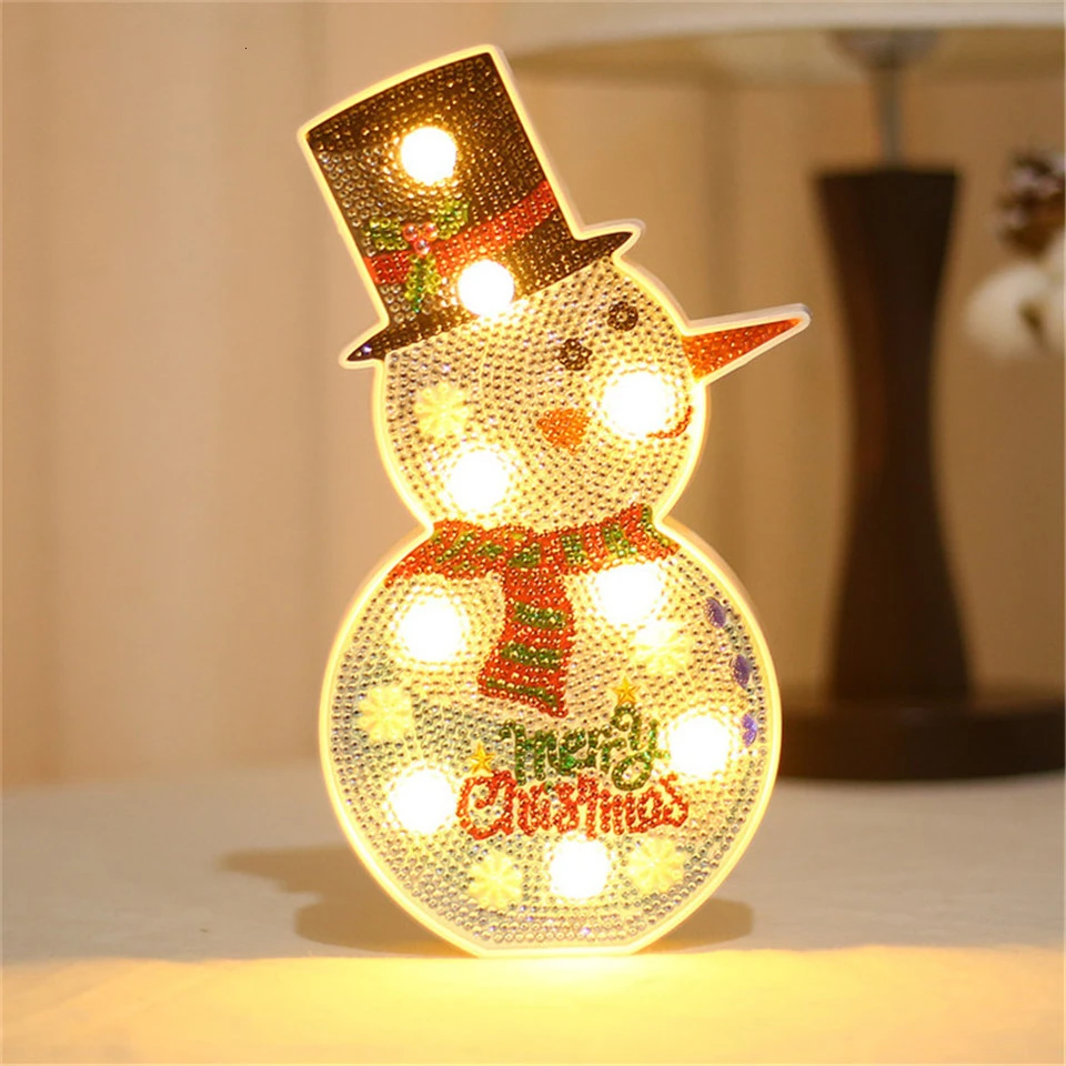 Azqsd Алмазная вышивка Рождество серии светодиодный светильник ручной работы подарок для детей Декор для дома мозаика снеговик DIY