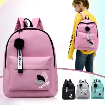 

Corduroy School Bag Fashion Fuzzy Ball Design Girl School Backpack High Quality Satchel Pretty Style Students Durable Book Bag