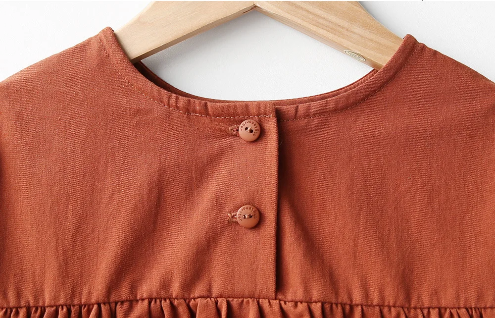 preppy style solid cotton spring dresses for girls 2018 autumn loose dress baby big girl clothes children a line dress clothing (8)