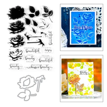 

2020 New Beautiful Flower Leaf Mother's Day Metal Cutting Dies and Clear Stamps Set for DIY Scrapbooking Paper Craft Card Making