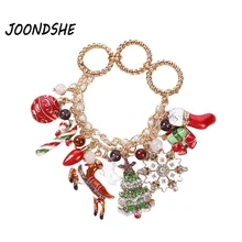 Браслет из сплава в форме капель Санта-Клауса с рождественской елкой и лосем, браслет в виде Санта-Клауса со снежинками, украшение, индивидуальный ювелирный браслет