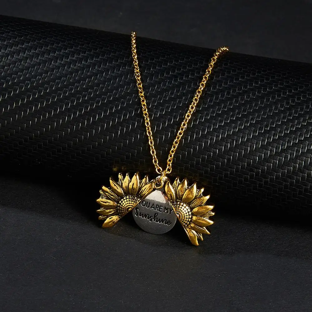 You Are My Sunshine Necklace,vintage Style Alloy Necklaces, Openable Locket  Sunflower Pendant For Women Gifts | Fruugo NZ