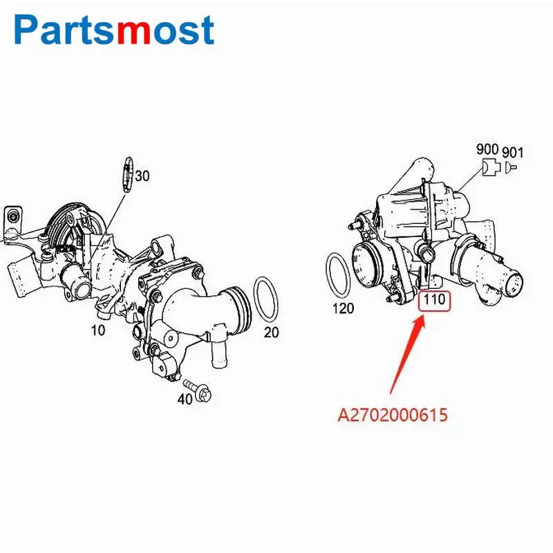 OE качество 2.0L турбо двигатель охлаждающей жидкости термостат корпус для Mercedes X117 C117 CLA250 GLA250 X156 термостатический клапан A2702000615