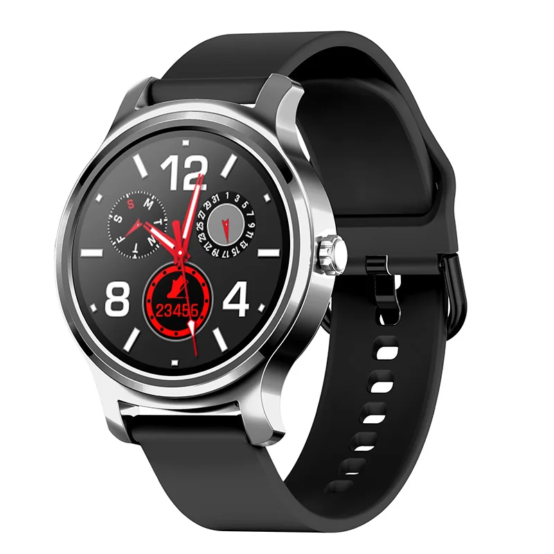 Умные часы North Edge, измеритель артериального давления, пульсометр, IP65 Водонепроницаемый Фитнес-браслет, часы для мужчин, умные часы для IOS Android - Цвет: Silver rubber