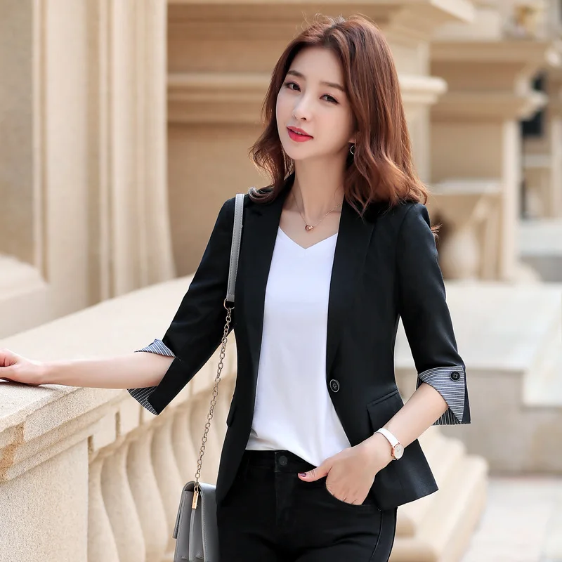 

Small Suit Coat Women's 2019 New Style Spring Short Three-quarter-length Sleeve Tops Korean-style Casual Versatile Online Celebr