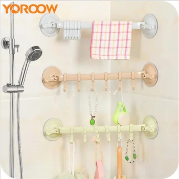 

Plastic Towel Hanging Shelf Mount Clothes Hanger Suction Cup Towel Bar For Clothes Adhesive Holder Rack Bathroom Hook GSL000G 2