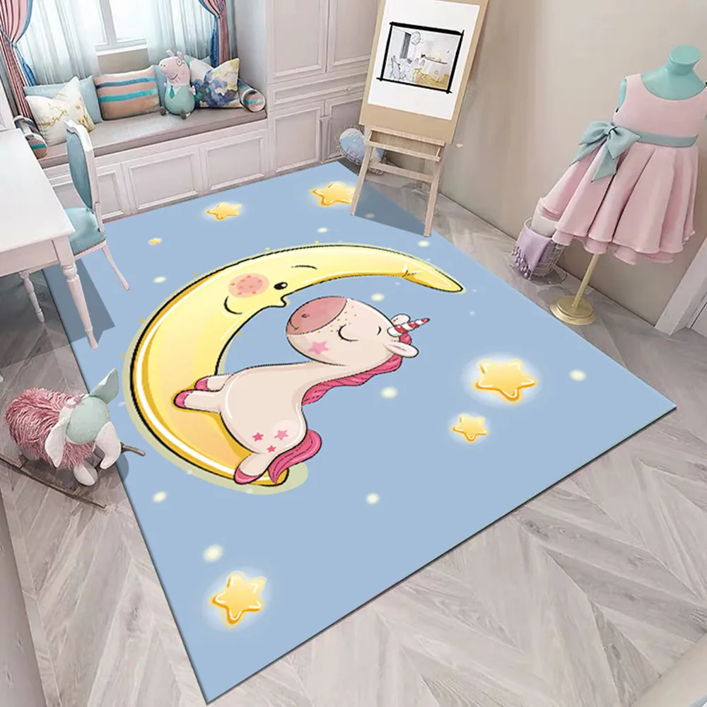 Принцесса Розовый Единорог 3D печать ковер Детский мультфильм ползать Противоскользящий коврик Детская комната Декор ковры милый ребенок спальня