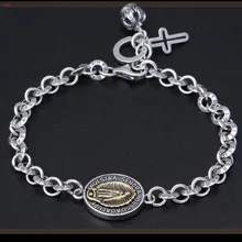 S925 Серебряные модные приливные украшения Популярные Ретро Девы Марии Ретро Женские тайские серебряные браслеты для женщин Новая мода