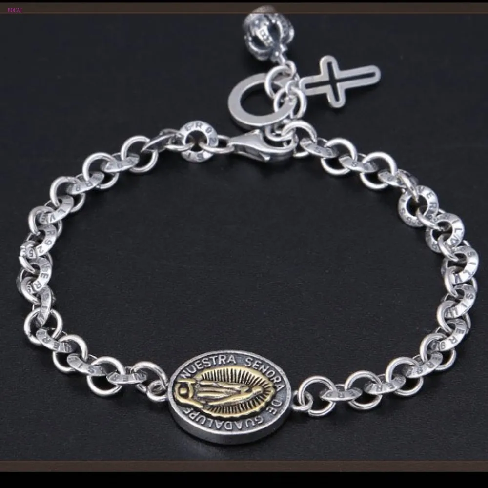 

s925 Silver Fashion Tidal ornaments Popular Retro Virgin Mary Retro Women's thai silver Bracelet for women 2019 new fashion