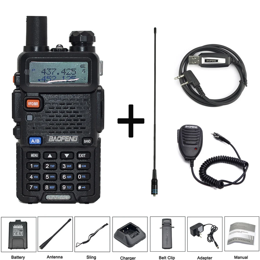 Baofeng 8 Вт UV-5R рация VHF/UHF136-174Mhz& 400-520Mhz Двухдиапазонная двухсторонняя рация Baofeng uv 5r портативная рация uv5r - Цвет: UV5R-Cab-Mic-Antenna