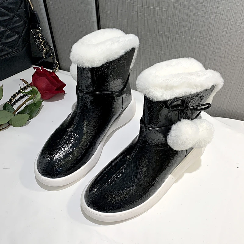 Rimocy/женские зимние ботинки из водонепроницаемого материала; коллекция года; Зимние теплые плюшевые ботильоны на платформе для женщин; красивая женская обувь с хлопковыми стельками и помпонами