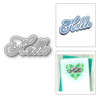 

2020 New Hello English Sentiment Word and Silhouette Set Metal Cutting Dies For Making Greeting Card Paper Scrapbooking No Stamp