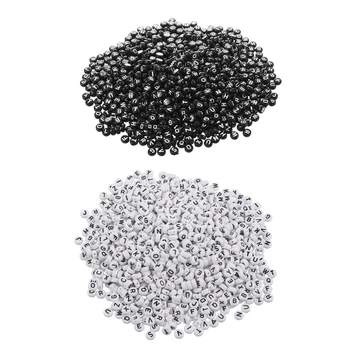

2000 Pcs Letter/ Alphabet Acrylic Beads 7Mm (1/4 Inch), 1000 Pcs Black Mixed & 1000 Pcs White Mixed