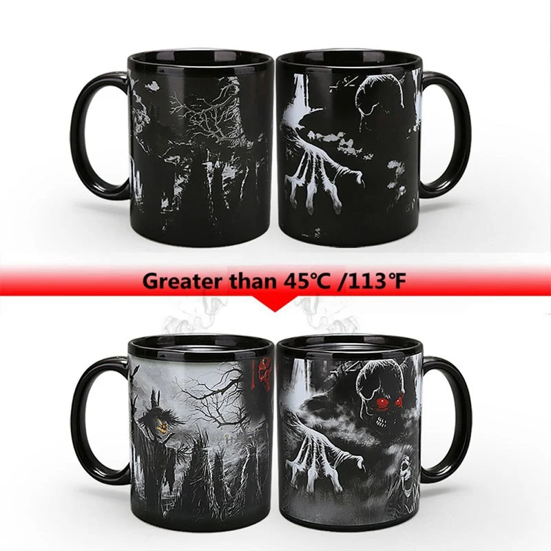 Halloween Discoloration Cute Skull Pattern Novelty Personality Ceramic Mug 330mlMM