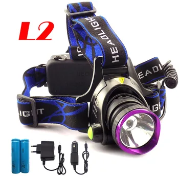 

L2 LED Powerful 3 Modes LED Headlamp Head Light Headlight Lamp Torch With AC Charger 18650 Battery For Cycling Fishing