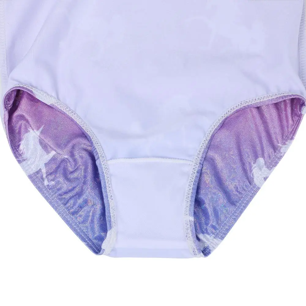 BAOHULU Blue Purple Girls Gymnast Leotards Cartoon Horse Ballet Bodysuit Athlete Gymnastics Leotard Kids Teens Dance Costume