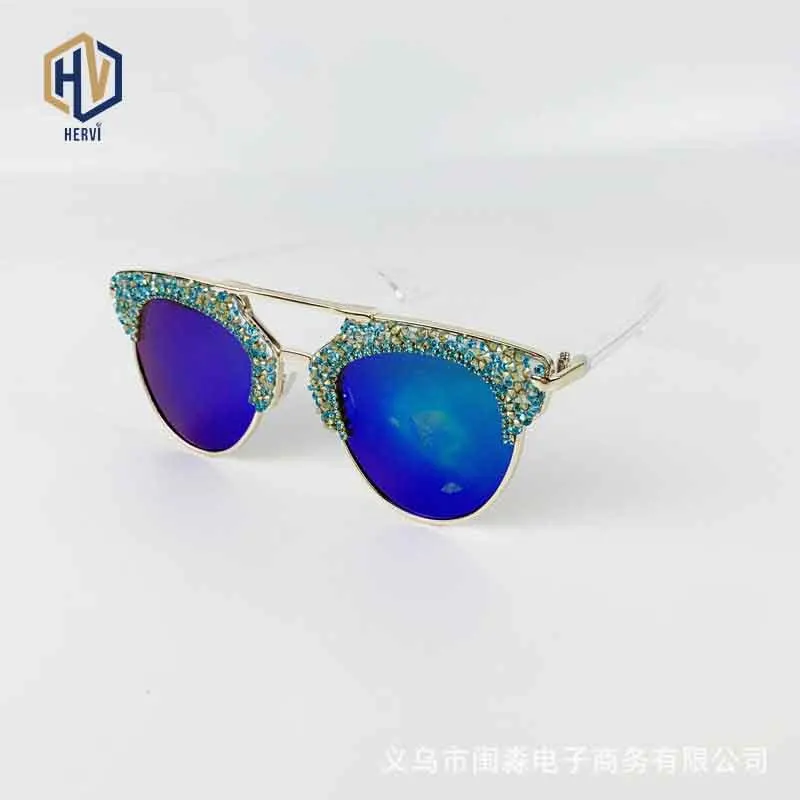 2020 Fashion Cat Eyes Sunglasses Women Rhinestone Metal Oval Big Frame Sun Glasses Photochromism Eyeglasses UV400 | Аксессуары для