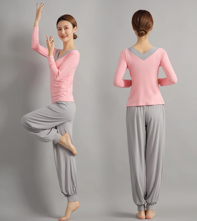 Весна и лето йога одежда представление набор v-образным вырезом для похудения гимнастика Спорт Йога Танец гимнастический черный и белый с рисунком Serv