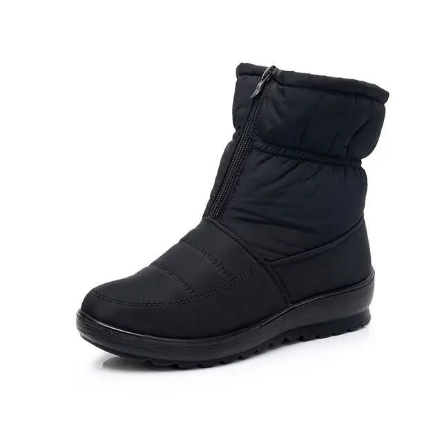 D15-Black Новинка; женские зимние ботинки; толстая теплая хлопковая обувь для мам; Модные ботильоны размера плюс; женские нескользящие плюшевые ботинки на танкетке - Цвет: D15-Black