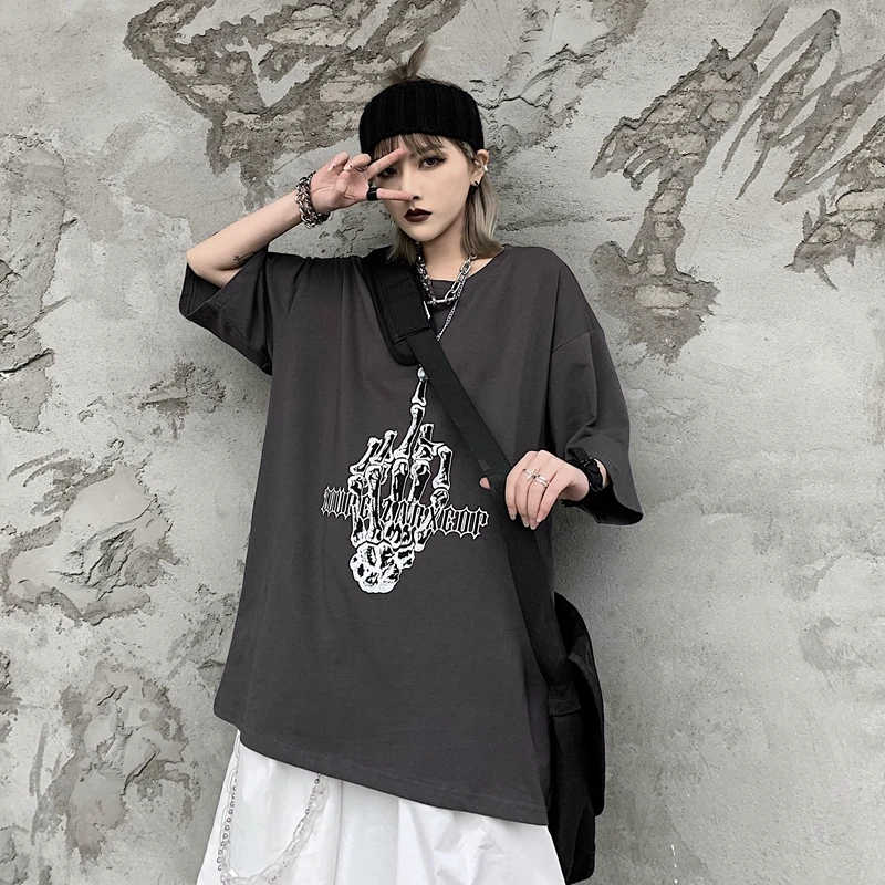 

Individuality Hand-painted Print Oversized loose tshirt Japan style Brief clothes Vintage Harajuku Hip Hop funny male streetwear