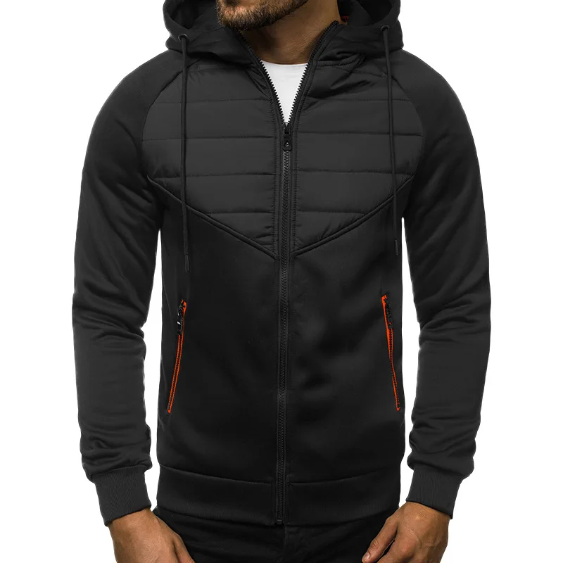 

Men Designer Jacket Autumn Winter Zipper Hooded Jacket Men LongSleeve Patchwork Mens Fashion Jackets Slim Fit Outerwear Coat Men