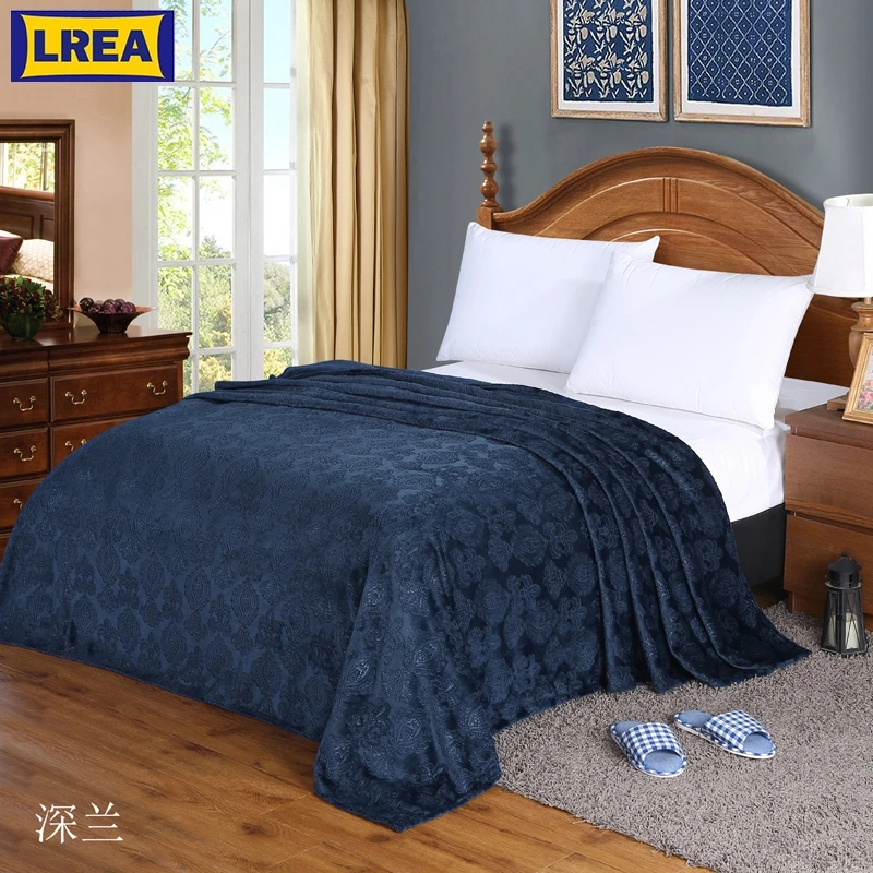 

LREA blue fabric throw blanket for sofa 4sizes heavy cover on the bed home decor Warm Sheets Easy Wash