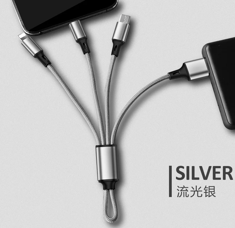 3 в 1 USB кабель брелок короткий Micro usb type C мульти зарядное устройство кабель для Xiaomi huawei iPhone Быстрая зарядка