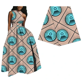 

Sky Blue Circle African Real Wax Fabric For Women Party Dress 2020 New Design Batik Cloth Fabric Ankara Real Wax Fabric