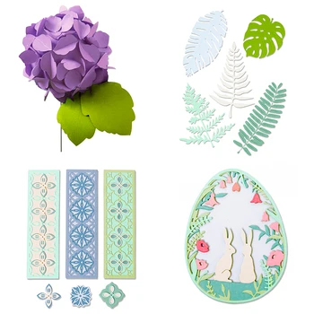 

2020 Hot Flower Leaves Easter Eggs Bunny Banner Background Box Metal Cutting Dies Scrapbooking and Foil For Card Making stamps