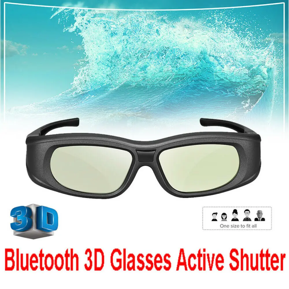 Pack 2 Bluetooth 3D Glasses Active Shutter Rechargeable 3D Eyewear Compatible with Epson Sony LCD Projector/Sony Panasonic Samsung 3D Active TV 