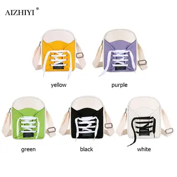 

Canvas Shoes Shaped Shoulder Sling Bag Small Money Pouch Women Hit Color Daily Messenger Crossbody Purse