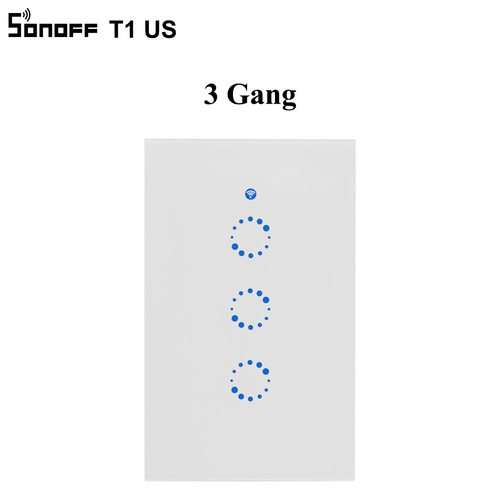 Sonoff T1 US 3 Gang Пульт дистанционного управления SONOFF T1 TX RF/Voice/APP/Touch control EU/US/UK Wi-Fi умный переключатель с сенсорным экраном базовый с Google Home Alexa Domotica - Комплект: Sonoff T1 US 3 Gang