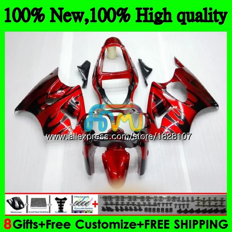 Корпус для KAWASAKI ZX-636 ZX 6R черный Пламя 636 600 CC 6 R ZX636 13BS. 6 600CC ZX-6R ZX600 ZX6R 00 01 02 2000 2001 2002 обтекатель - Цвет: No. 1