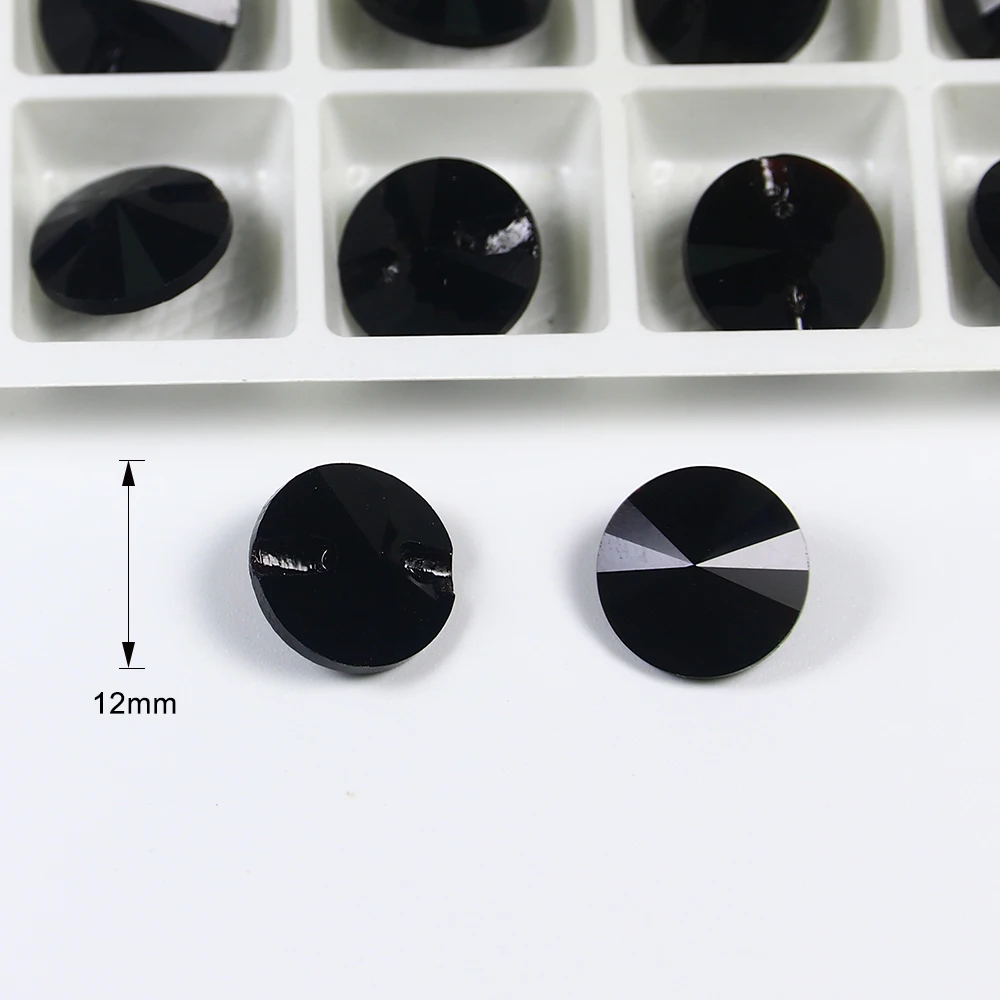 Круглые пуговицы для шитья черные стразы с кристаллами 12 мм Rivoli одежды обуви
