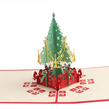 

3 Pcs Merry Christmas Tree 3D Card Paper Laser Cut Christmas Greeting Cards Christmas Gifts
