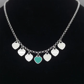

American popular Tif and jewelry S925 sterling silver fashion multi-heart necklace ladies high-end Christmas free shipping