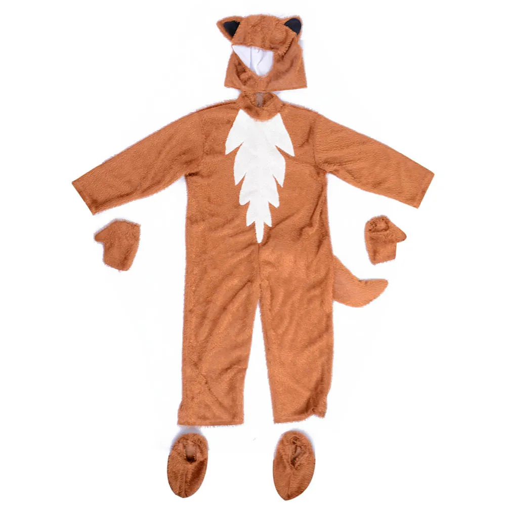 80cm-190cm Adults Kids Fox Cosplay Costumes for Hallowen Party Parent-child Show Animals Jumpsuit