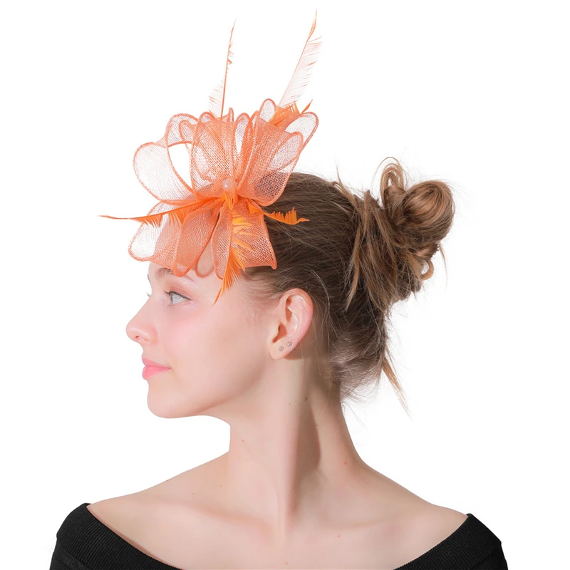 Очаровательные женские аксессуары для волос millinery шпилька с причудливым пером элегантная Коктейльная заколка для волос женский головной Убор
