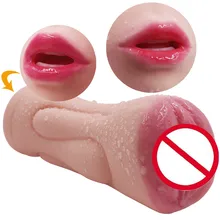 3D Realistic  Deep Throat Teeth and Tongue Male Vagina Pocket Pussy Ass Masturbator Sex Toys for Men Vagina Anal Male Adult  sw